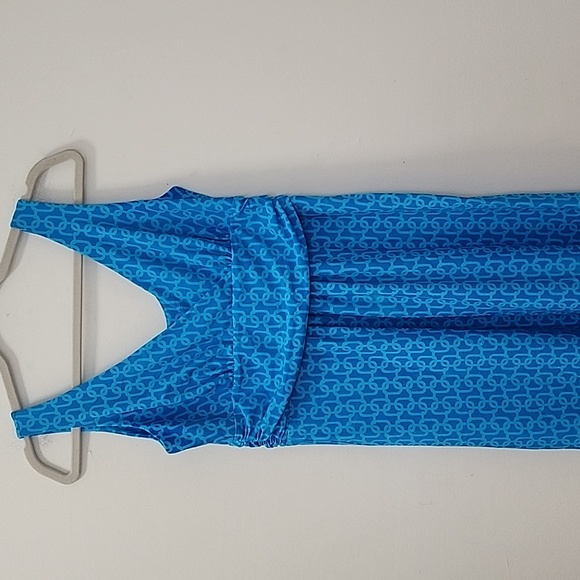 Jude Connally Strechy Penelope Maxi Dress Lattice Blue pattern Sleeveless Sz S - Picture 4 of 16